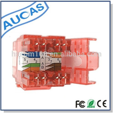 Aucas Fabricante 8p8c Rojo Modular Jack Cat5e RJ45 UTP Keystone Jack